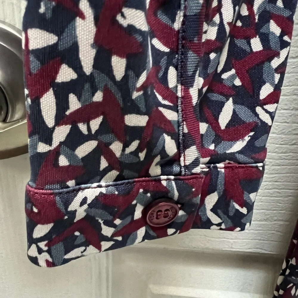 Tory Burch Silk Dress Multicolor Patterned Long Sleeve Midi Size Small Petite